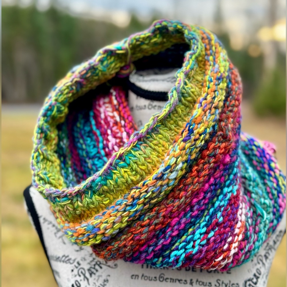 Hand Crafted Multicolor Knit Wrap